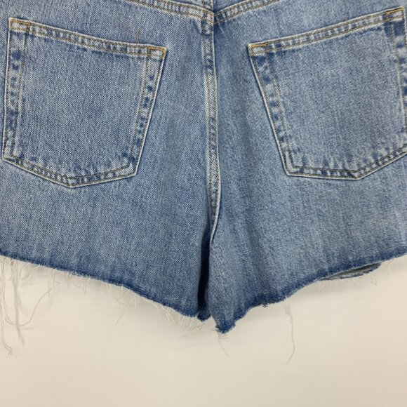 Topshop Mom Shorts Blue Denim Distressed Authentic High Waist NWT - Picture 12 of 13